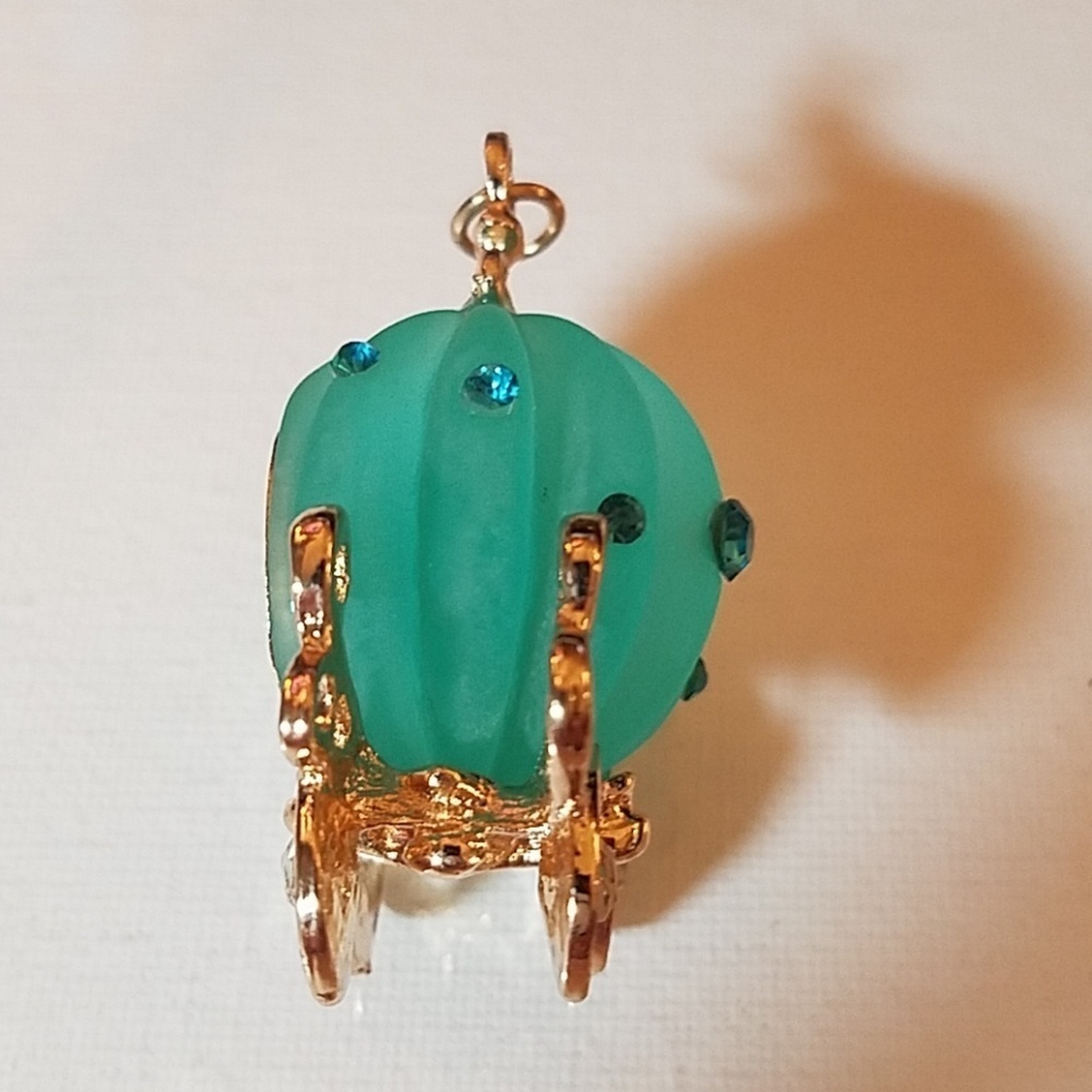 Cindarella Carriage Blue,  Gold & Rhinestone 2" - Picture 3 of 6